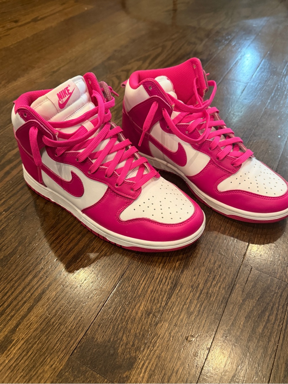 Nike Women’s Mid-Top Sneakers in Hot Pink and White